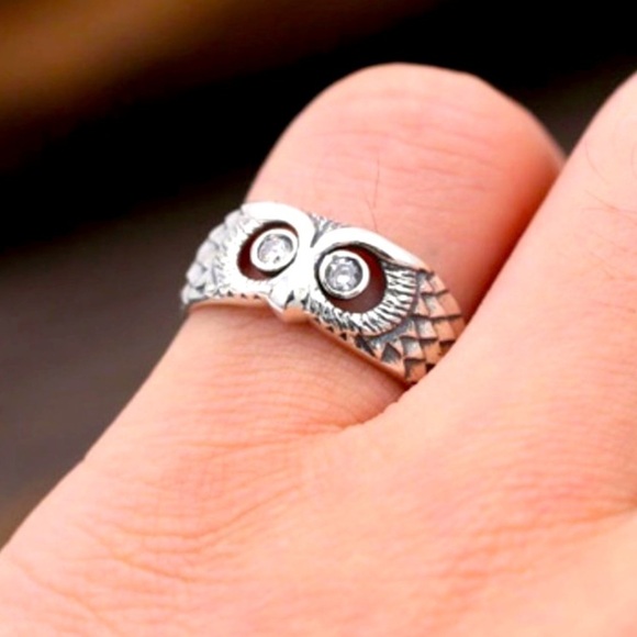 Vintage Owl Ring 925 sterling silver open size - Picture 3 of 5